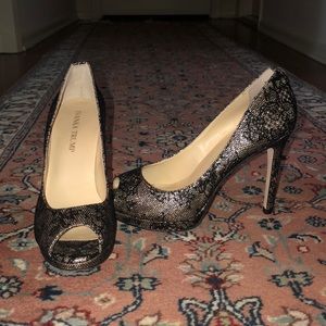 Black lace heels